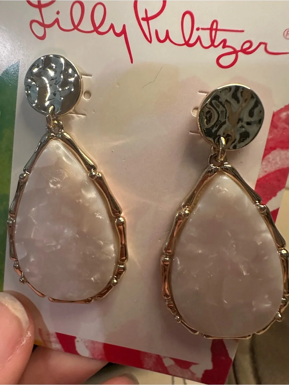 Lilly Pulitzer Rose Quartz Teardrop Drop Earrings